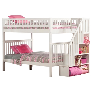 Woodland Full over Full Bunk Bed - Staircase 