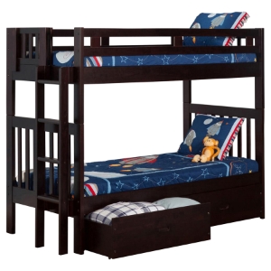 Cascade Twin over Twin Bunk Bed - Drawers, Espresso 