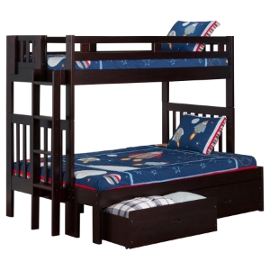 Cascade Twin over Full Bunk Bed - Drawers, Espresso 