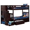Cascade Twin over Twin Bunk Bed - Drawers, Espresso, Staircase - ATL-AB63611