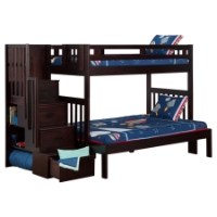 Cascade Twin over Full Bunk Bed - Espresso, Staircase