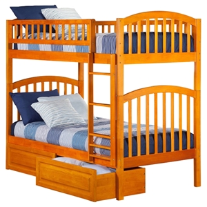 Richland Twin over Twin Bunk Bed - 2 Raised Panel Bed Drawers 