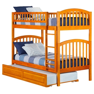 Richland Twin over Twin Bunk Bed - Raised Panel Trundle Bed 
