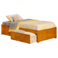 Concord Wood Bed - 2 Urban Bed Drawers, Flat Panel Foot Board