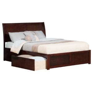 Portland Queen Flat Panel Foot Board Bed - 2 Drawers, Platform 