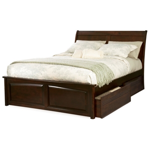 Bordeaux Bed w/ Raised Panel Footboard and Flat Panel Drawers 