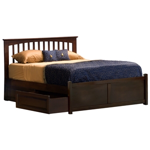 Brooklyn Bed w/ Flat Panel Footboard and Raised Panel Drawers 