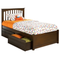 Brooklyn Twin Bed w/ Flat Panel Footboard and Drawers