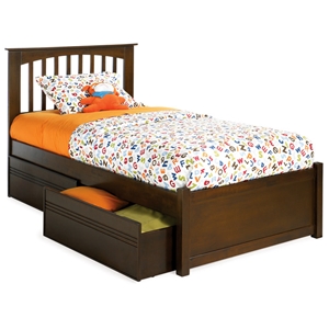 Brooklyn Twin Bed w/ Flat Panel Footboard and Drawers 