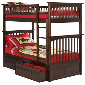 Columbia Twin Over Twin Bunk Bed w/ Flat Panel Drawers 
