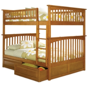 Columbia Full Slat Bunk Bed w/ Raised Panel Drawers 