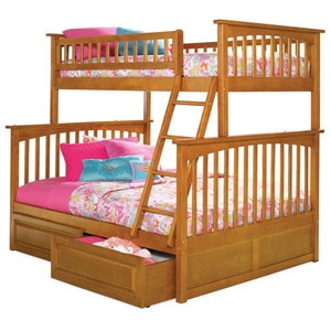 Columbia Bunk Bed w/ Raised Panel Drawers - Twin Over Full 