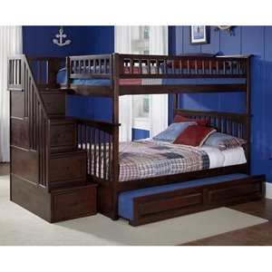 Columbia Full/Full Stairway Bunk w/ Trundle Bed 
