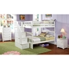 Columbia White Slatted Bunk Bedroom Set, White Double Bunk Bed With Storage Stairs