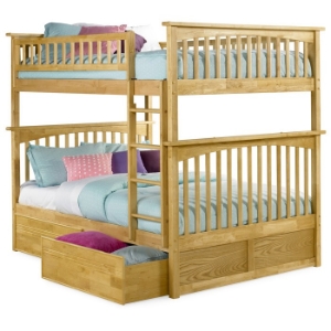 Columbia Full Slat Bunk Bed w/ Flat Panel Drawers 