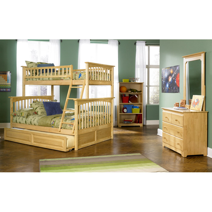 Slatted Bunk Bed In Natural Maple, Maple Wood Bunk Bedside Table