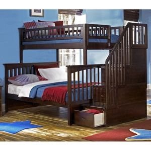 Columbia Twin Over Full Bunk Bed w/ Storage Stairs 