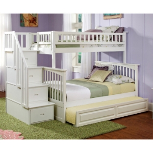 Columbia Twin Over Full Staircase Bunk w/ Trundle Bed 