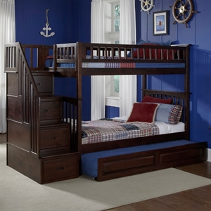 Columbia Twin Over Twin Stairway Bunk w/ Trundle Bed 