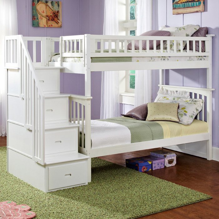 Columbia Twin Over Twin Bunk Bed w/ Storage Stairs | DCG Stores