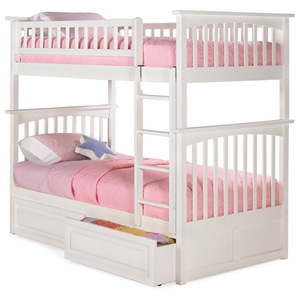 Columbia Twin Over Twin Bunk Bed w/ Raised Panel Drawers 