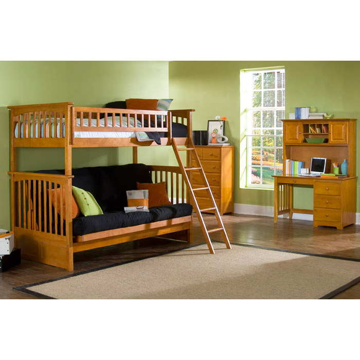 Columbia Twin Bunk Bed Over Full Futon, Wood Bunk Bed Set