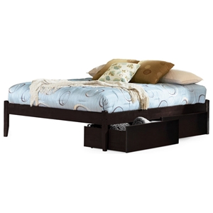Concord Platform Bed w/ Open Footrail and Flat Panel Drawers in Espresso 