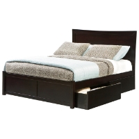 Miami Platform Bed w/ Flat Panel Footboard and Drawers in Espresso