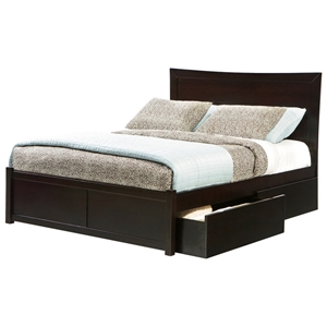 Miami Platform Bed w/ Flat Panel Footboard and Drawers in Espresso 