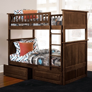 Nantucket Twin Size Bunk Bed w/ Drawers - Raised Panel 
