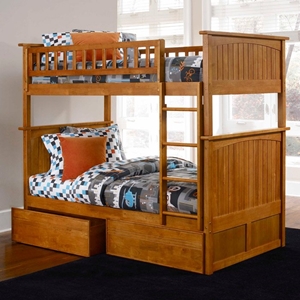 Nantucket Twin Size Bunk Bed w/ Drawers - Flat Panel 