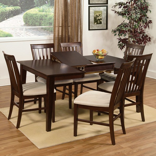 Shaker Butterfly Extension Dining Table w/ 6 Slat Back Chairs | DCG Stores