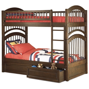 Windsor Mission Style Twin Bunk Bed w/ Raised Panel Drawers 