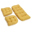 3 Piece Outdoor Settee Cushion Set - Tufted, Solid Color Fabric - BLZ-93180-REO-SOL