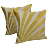 Sun Ray Velvet Applique 20" Throw Pillows in Gold Velvet and Natural Fabric (Set of 2) - BLZ-FL-11-20-S2-GO-NT