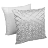 Diamond Mosaic 20" Throw Pillows - Silver Embroidery and Ivory Fabric (Set of 2) - BLZ-FL-9-20-S2-SV-IV