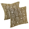 Arching Fans Beaded 20" Throw Pillows in Gold Beads and Ivory Fabric (Set of 2) - BLZ-IN-20273-20-S2-IV-GO