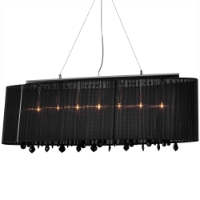 Jasmine 5 Light Crystal Chandelier - Black Fabric