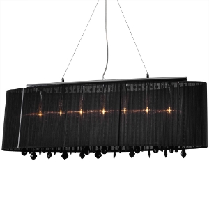 Jasmine 5 Light Crystal Chandelier - Black Fabric 