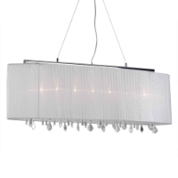 Jasmine 5 Light Crystal Chandelier - White Fabric