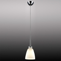 Belmont Mini Pendant Light - Chrome Metal, White Patterned Glass