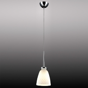 Belmont Mini Pendant Light - Chrome Metal, White Patterned Glass 