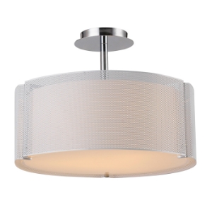 Lynch Pendant Light - Glass, White Iron Mesh 