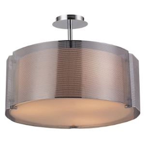 Lynch Pendant Light - Glass, Chrome Iron Mesh 