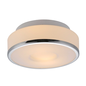 Lynch 2 Light Ceiling Lamp - White Glass, Chrome Metal 