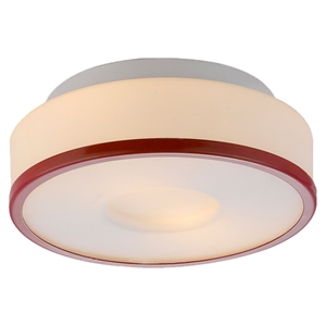 Lynch Opal Flush Mount Ceiling Light - White with Red Ring 