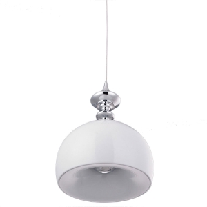 Stamford Pendant Light - White Glass, Chrome Metal 