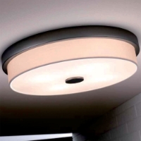 Raphael Ceiling Fixture - White Linen, Bronze Paint, Round
