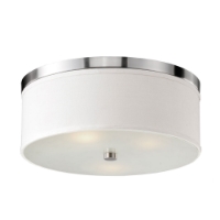 Braxton 20 Inch Ceiling Light - White Linen, Brushed Nickel Trim