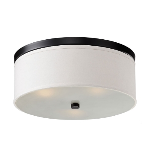 Braxton 20 Inch Ceiling Light - White Linen, Black Trim 